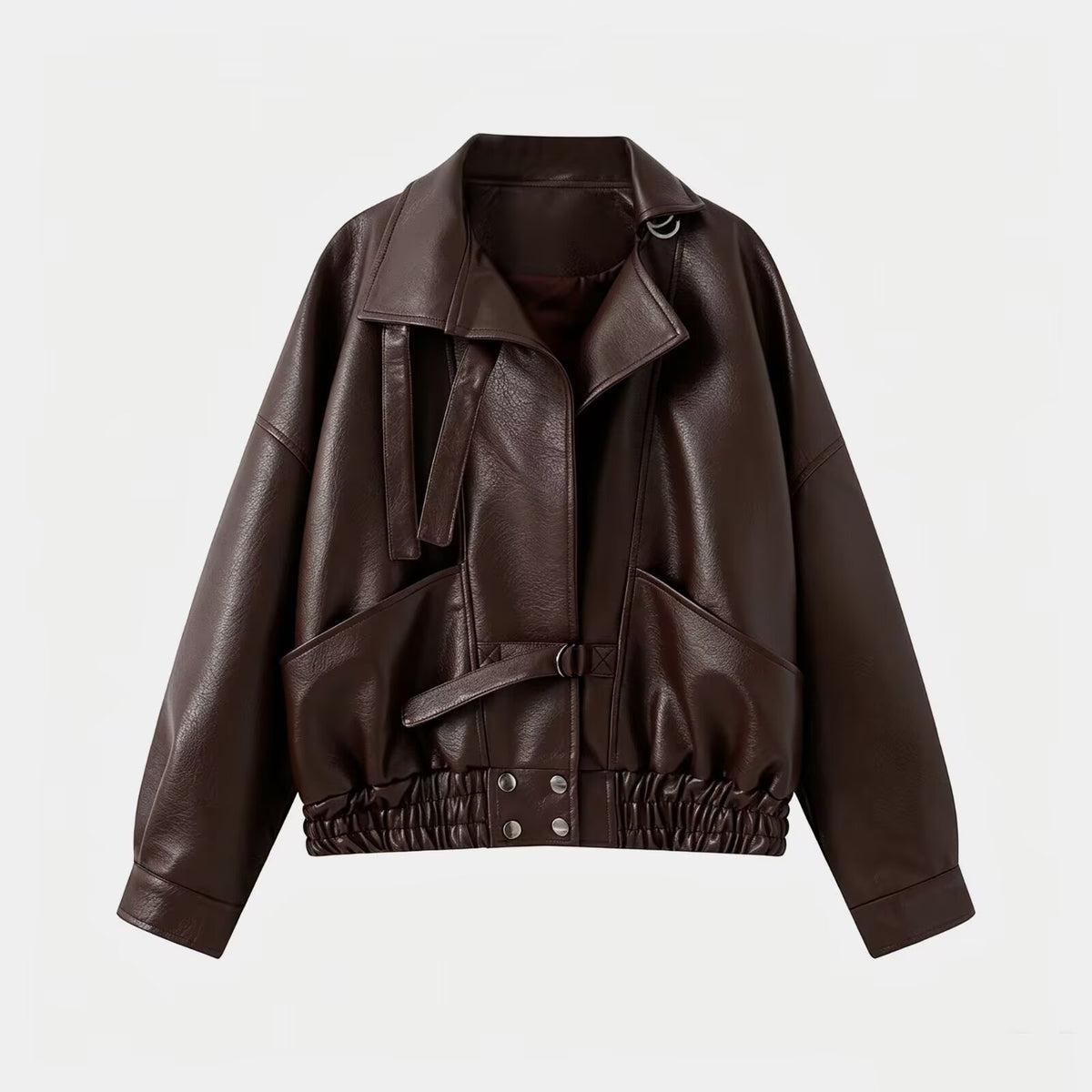 Women's Vintage Belted Faux Leather Motorcycle Jacket - product image 2