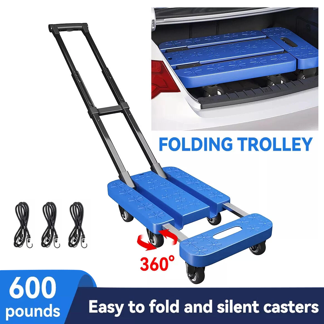 270KG Folding Hand Truck Luggage Dolly Trolley Moving Platform Cart Heavy Duty