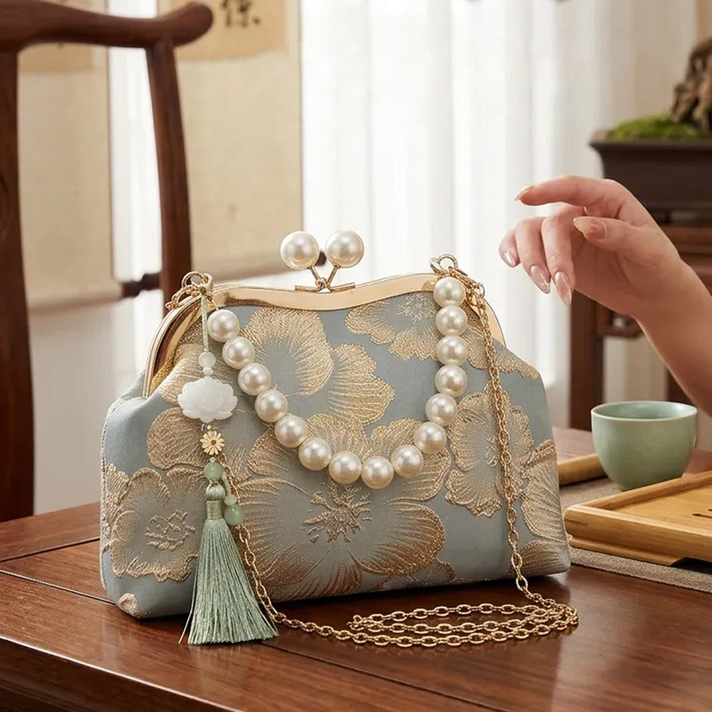 Pearl Embroidered Shoulder Bag Fashion Pearl Crossbody Bags for Woman Handbag
