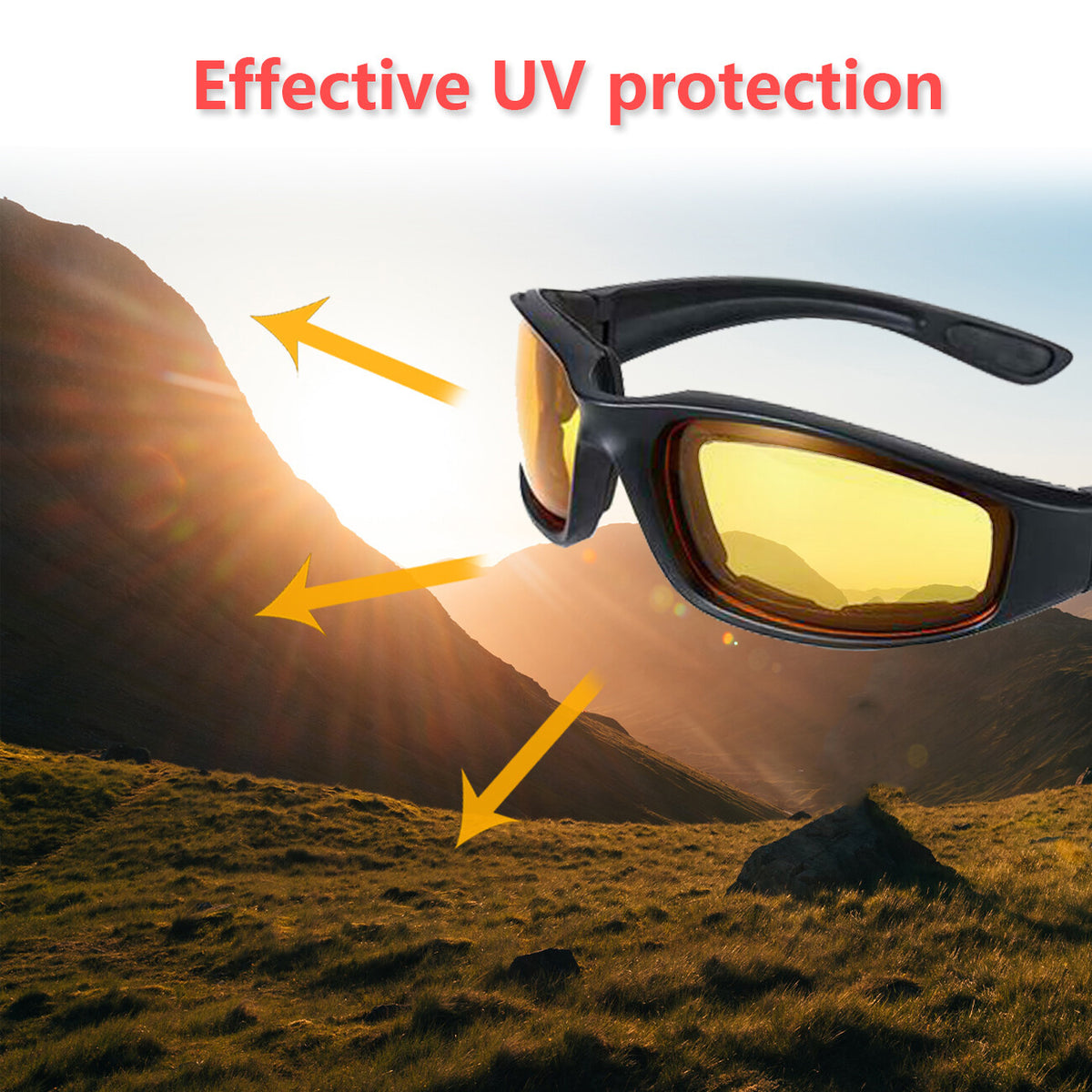 3 pairs  Motorcycle Sports Biker Riding Glasses Wind Resistant Eye Protection Women Men Sports Goggles Cycling Glasses Sunglasses Gray/Clear/Yellow