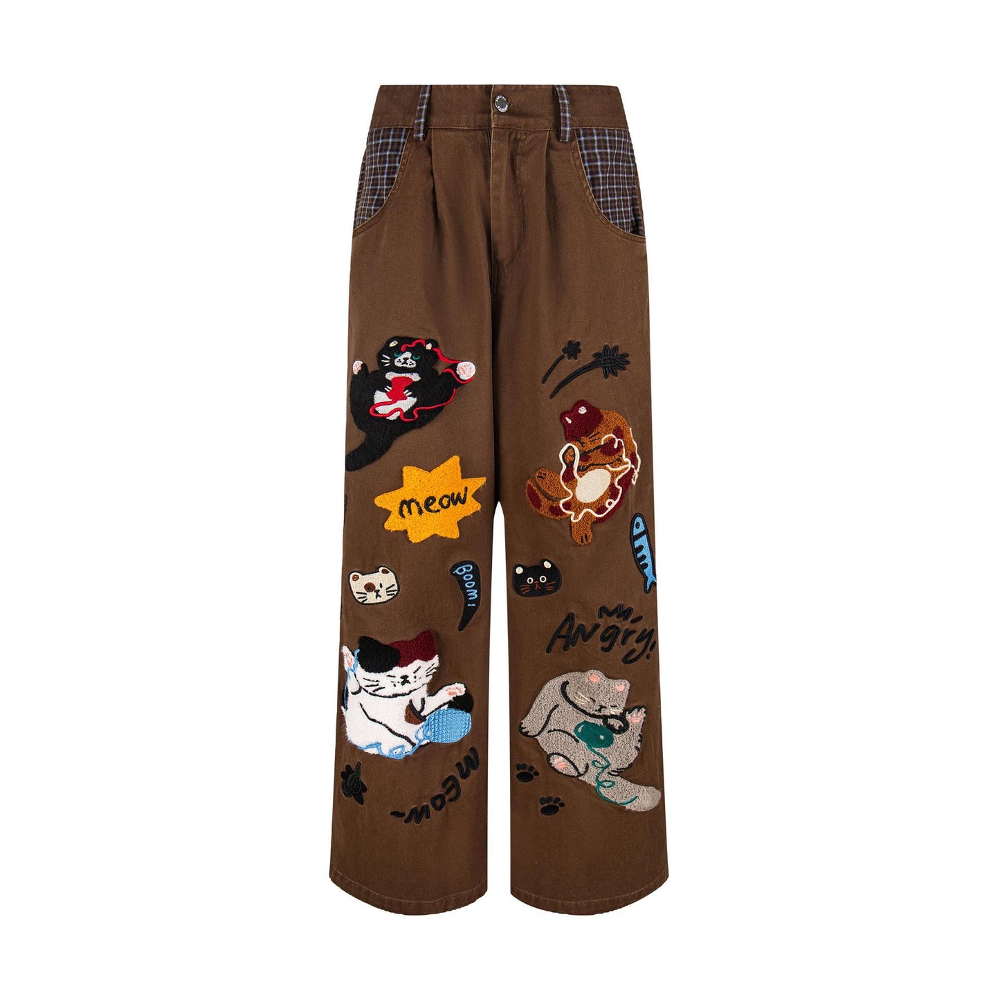 Cat Embroidered Jeans