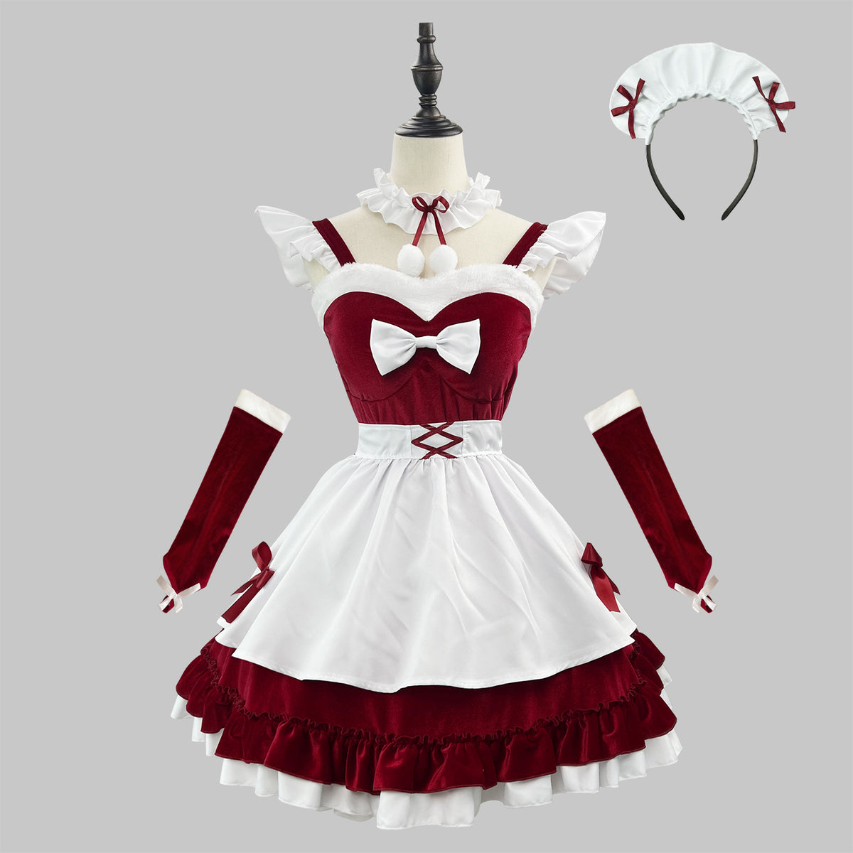 Wine Red Velvet Christmas Cosplay Costume Set