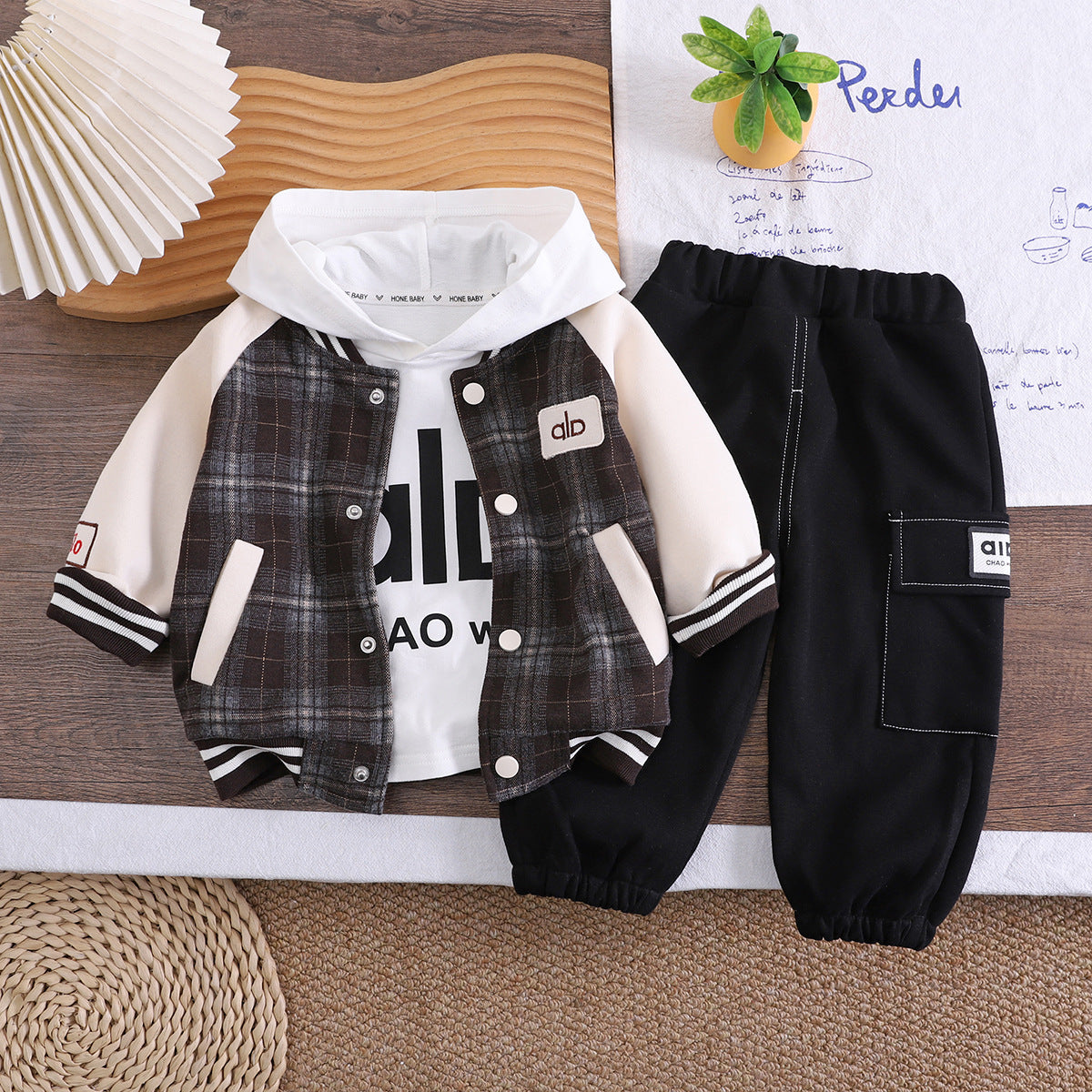 Stylish Hooded Baseball Jacket 3-Piece Set for Boys Spring Autumn - product image 4