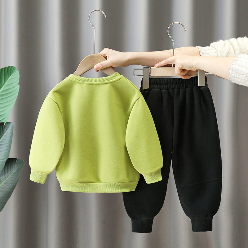 Cartoon Little Yellow Duck Hoodie Two-Piece Set for Boys Autumn Spring