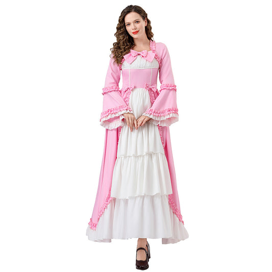 Medieval Vintage Renaissance Dress Women Colorful Court Style Long Dress