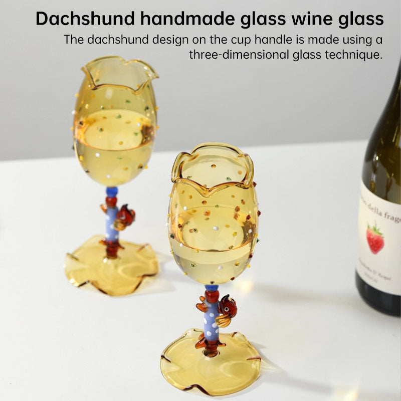 Handcrafted Dachshund Wine Glass – Heat-Resistant Colored Glass