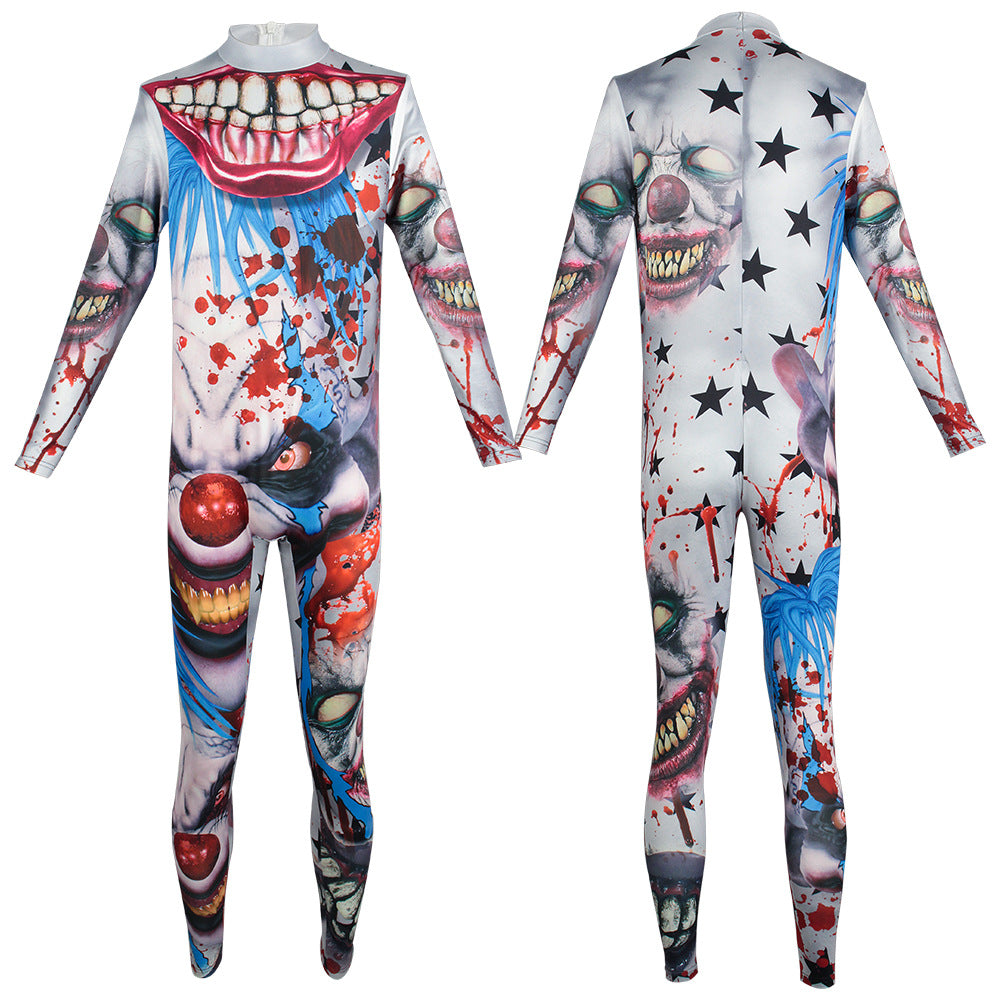 Halloween Cosplay Costume Horror Mutant Clown It 3D Print Jumpsuit Halloween Outfit