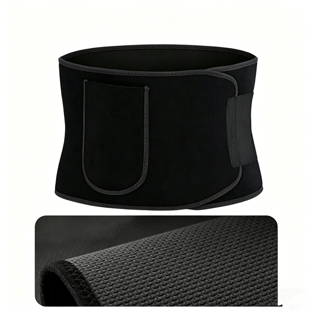 Waist Trimmer Belt Sport Workout Shaper Burner Slimming Belt W/ Phone Pocket Black
