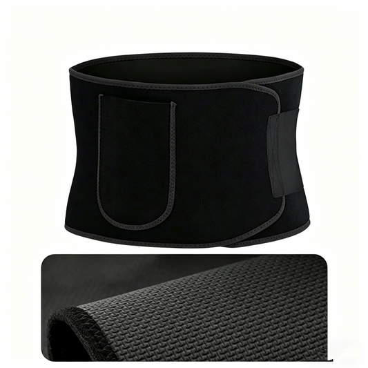 Waist Trimmer Belt Sport Workout Shaper Burner Slimming Belt W/ Phone Pocket Black