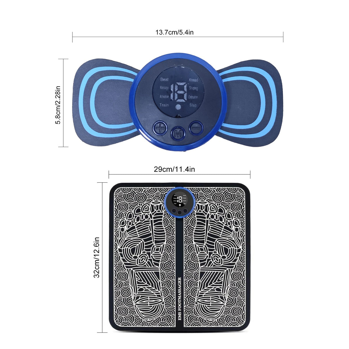 USB Electric Portable Shoulder and neck  Massager+  Foot Massager Pad Blood Circulation Pain Relax Massager Set (US Logistics For USPS/DHL/Fedex/UPS. No designated logistics accepted，TK/TMEU only For self-pickup）