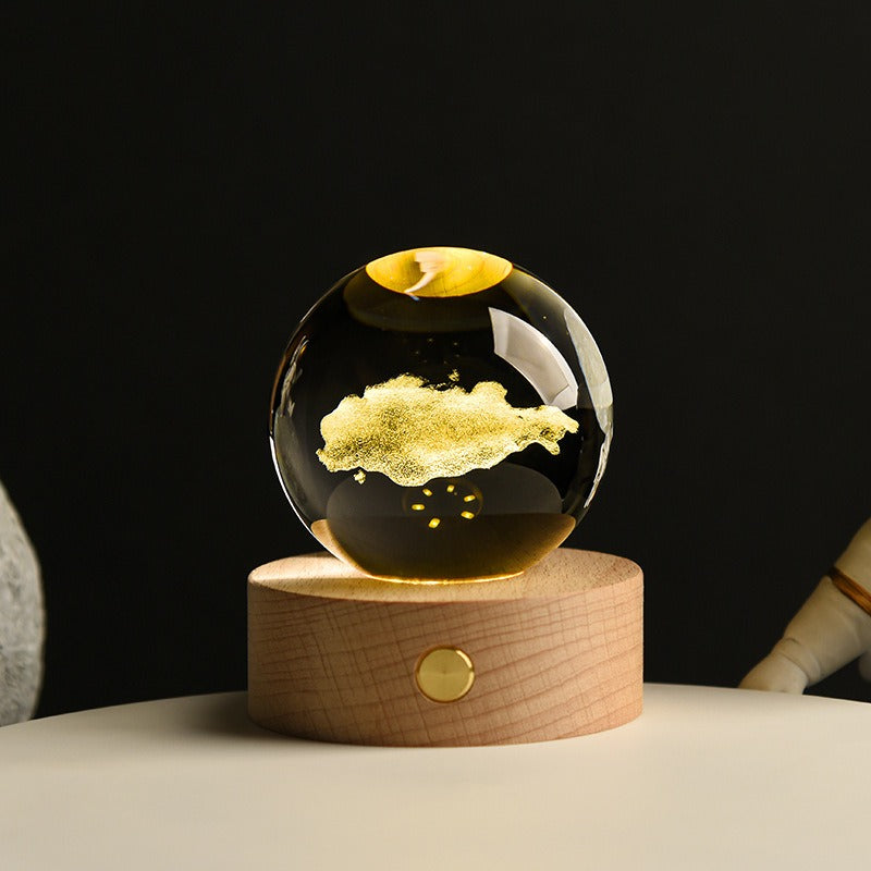 Starry Sky Astronaut White Crystal Ball Glow 3D Sculpture Night Light Customized Desktop Decoration
