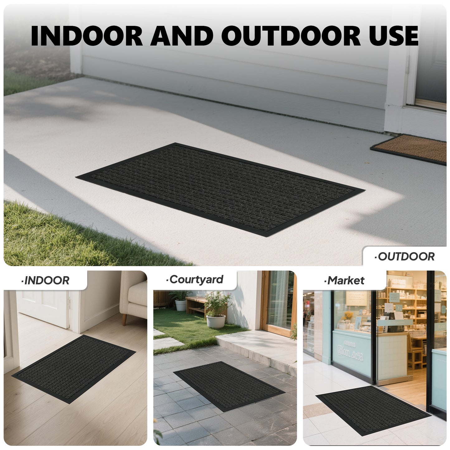 1PC Polypropylene Small Grid Composite Rubber Mat, Gray, 45x75x0.7cm, Kitchen & Home Floor Mat
