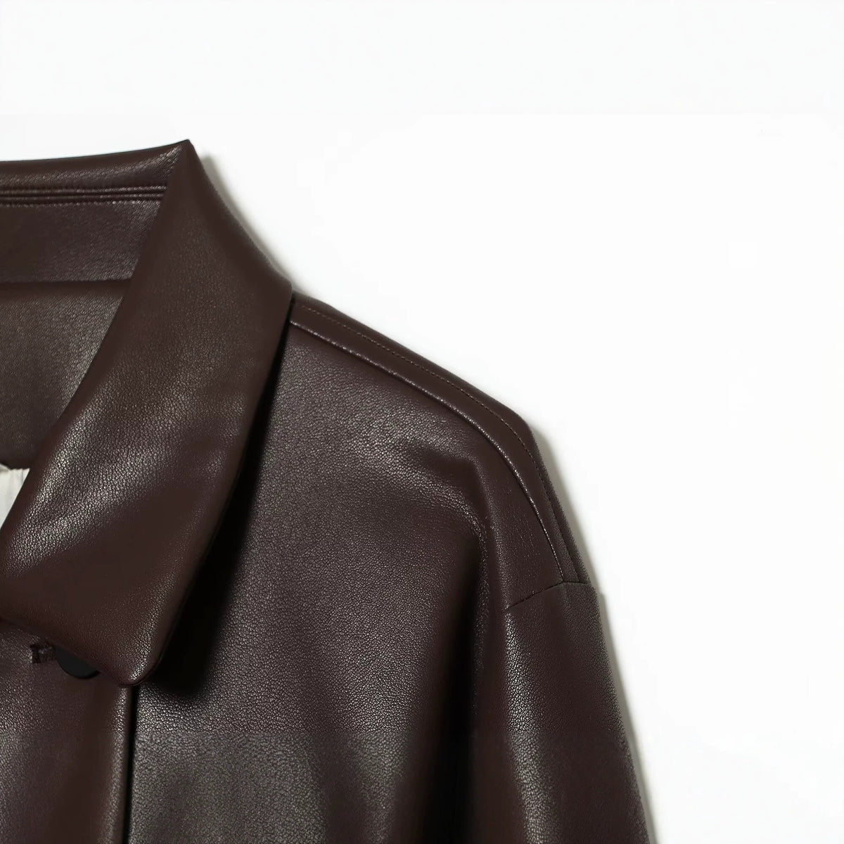 Women's Pleated-Back Faux Leather Zip Jacket