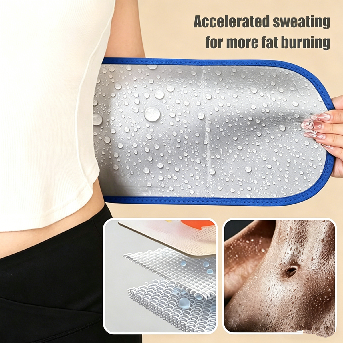 Waist Trimmer Belt Sport Workout Shaper Burner Slimming Belt W/ Phone Pocket Blue-Black