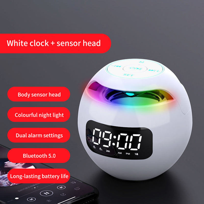 Clock Colorful Bluetooth Speaker Mini Portable Home Ball Plug in Card Small Steel Gun Computer Audio - 2bazar4