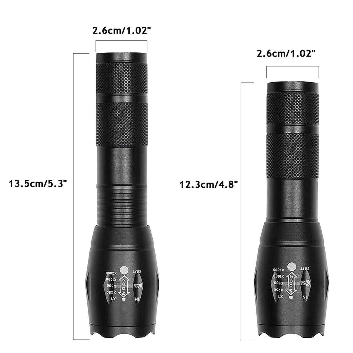 2Pack USB Rechargeable LED Flashlight Adjustable Focus Outdoor 5-Modes Flashlight +Battery+USB Charger Set(Platform policies vary; relevant qualifications are attached via link, please do not list products without required qualifications)