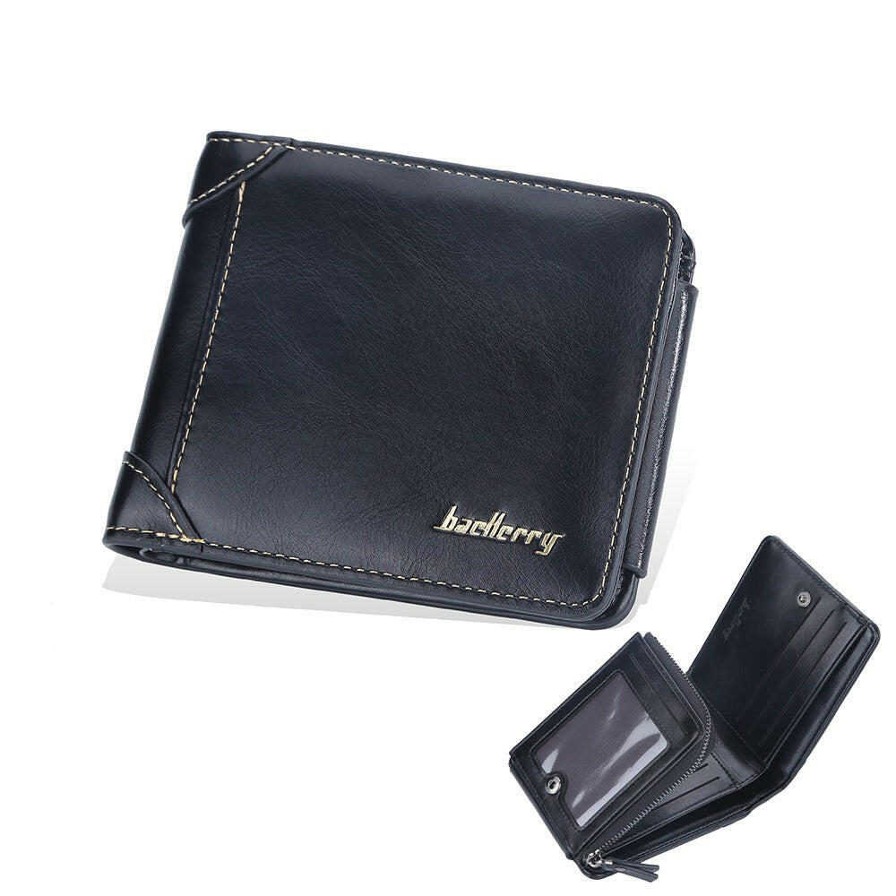 Wallet Men's Short Multi Card Position Three Fold Zipper Zero Wallet FWallet Fashion Thin Card Bag MenApplicable Gender:MaleMaterial: PU LeatherWallet fold: 3 foldOpening Method: Zipper BuckleInternal Structure of the bag: large billfold, photo position, change posit