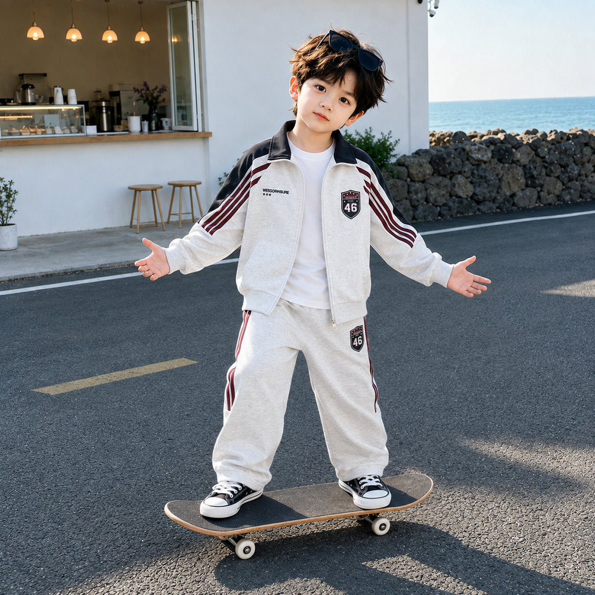 Boys Long Sleeve Hoodie and Jacket Set Casual Sportswear Two-Piece Outfit - product image 7