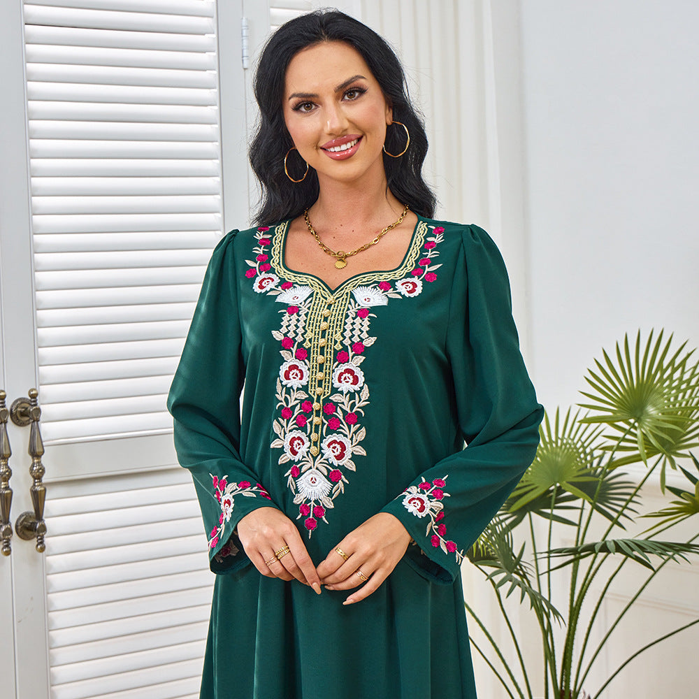 Embroidered long sleeved dress