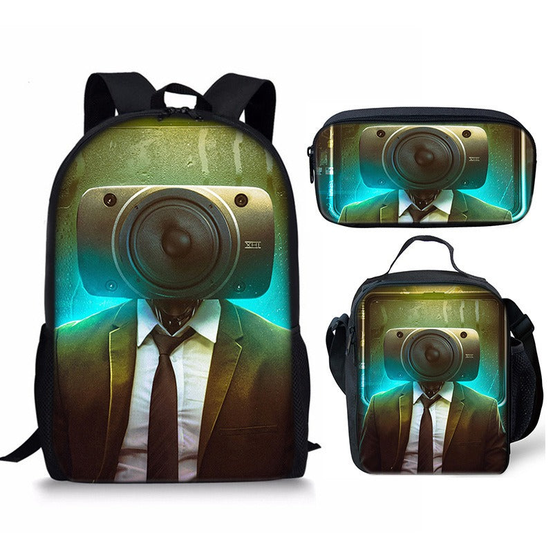 New 3PC-SET Skibidi Toilet Man Backpack Custom Game Peripheral Schoolbags For Primary Secondary School Teenage eprolo