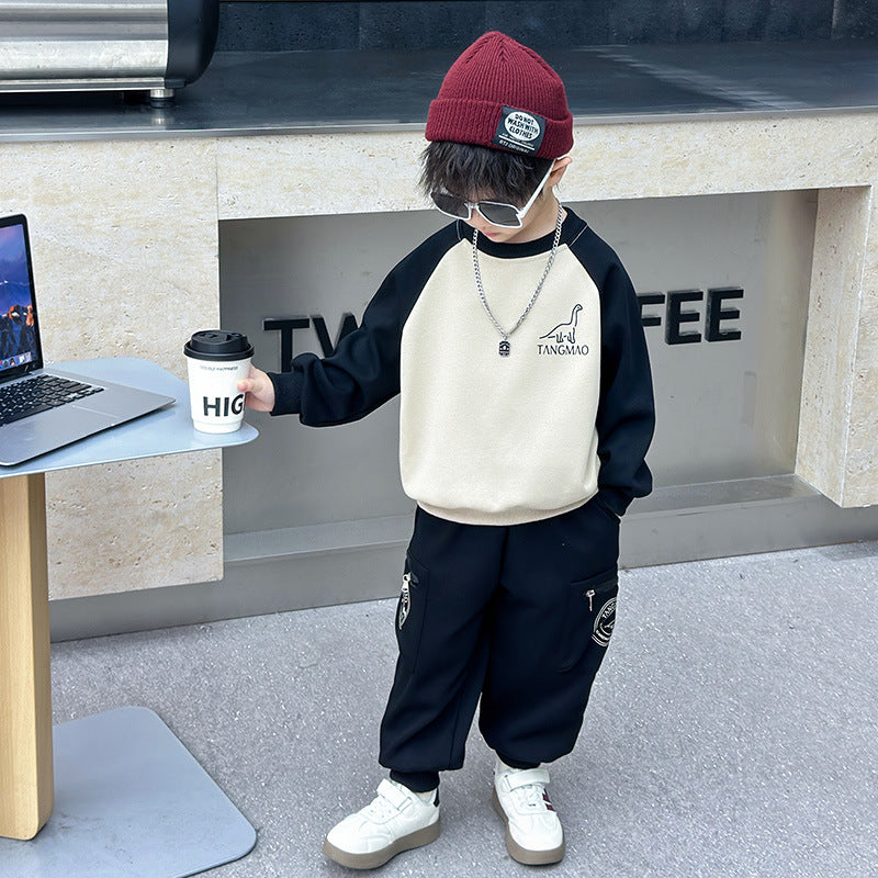 Boys' Casual Athletic Sweatshirt Two-Piece Set