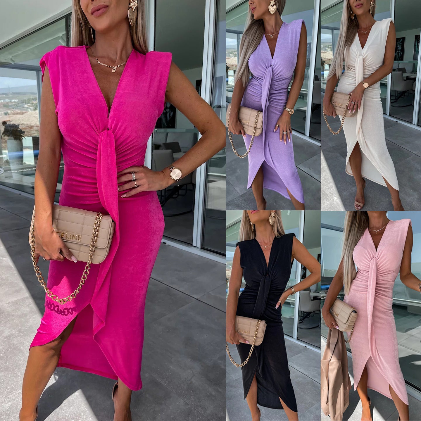 Pleated Casual Dress for Women - Loose Fit Vacation Dress
