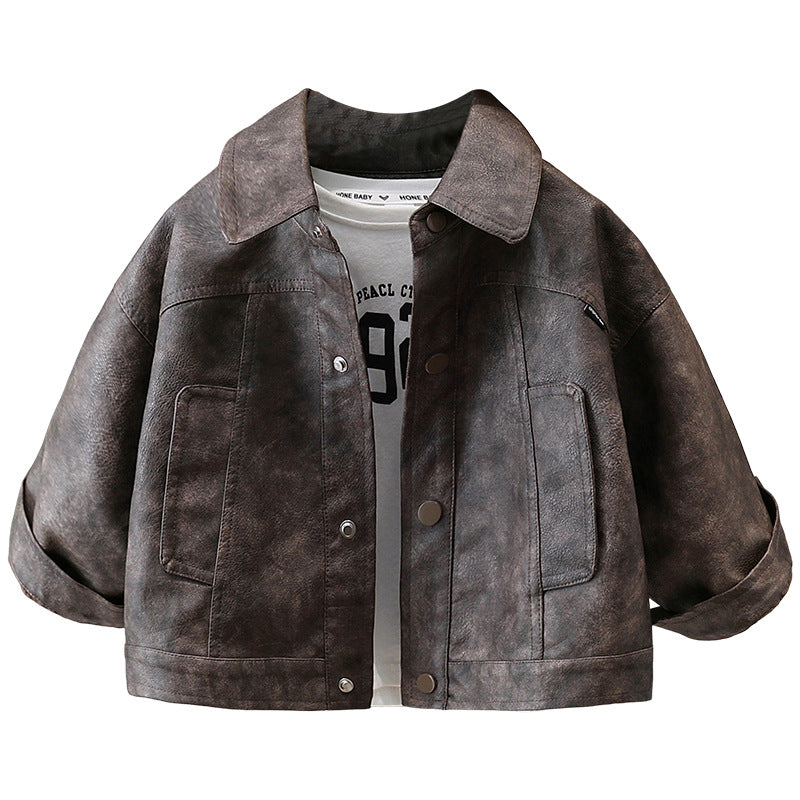 Boys Vintage Leather Jacket Autumn Outerwear - product image 2