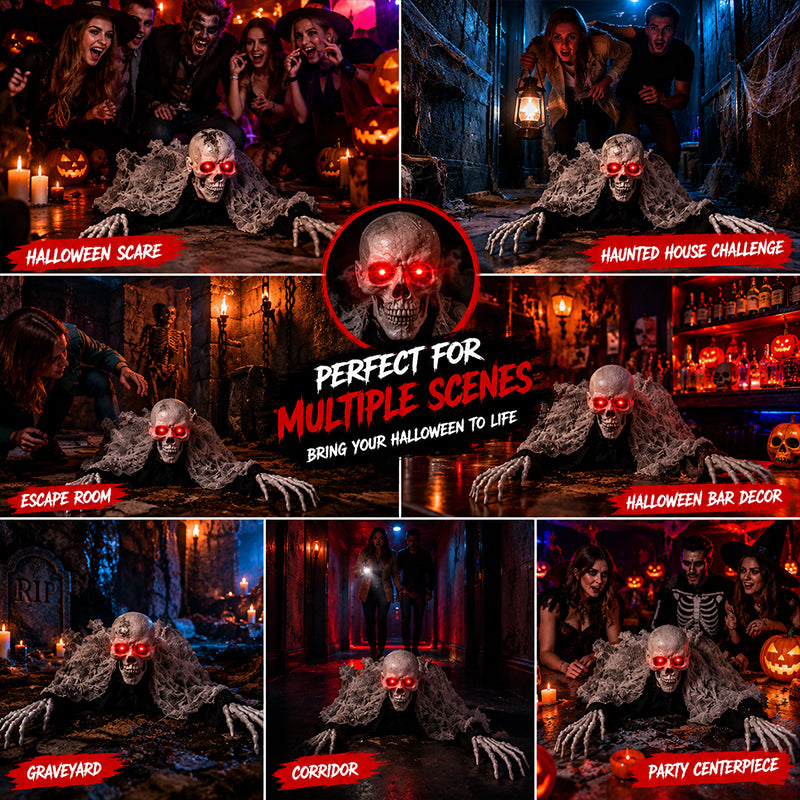 Voice-Activated Halloween Ghost – Moving Hands & Red Eyes