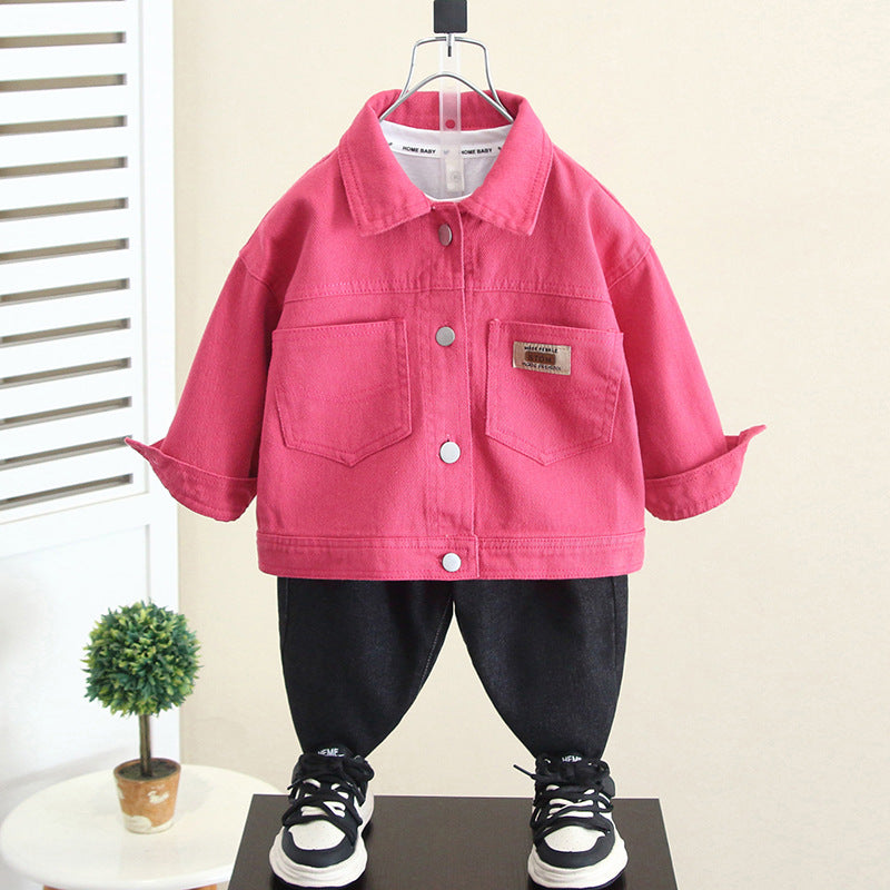 Boys' Pink Denim Button-Down Jacket - product image 3