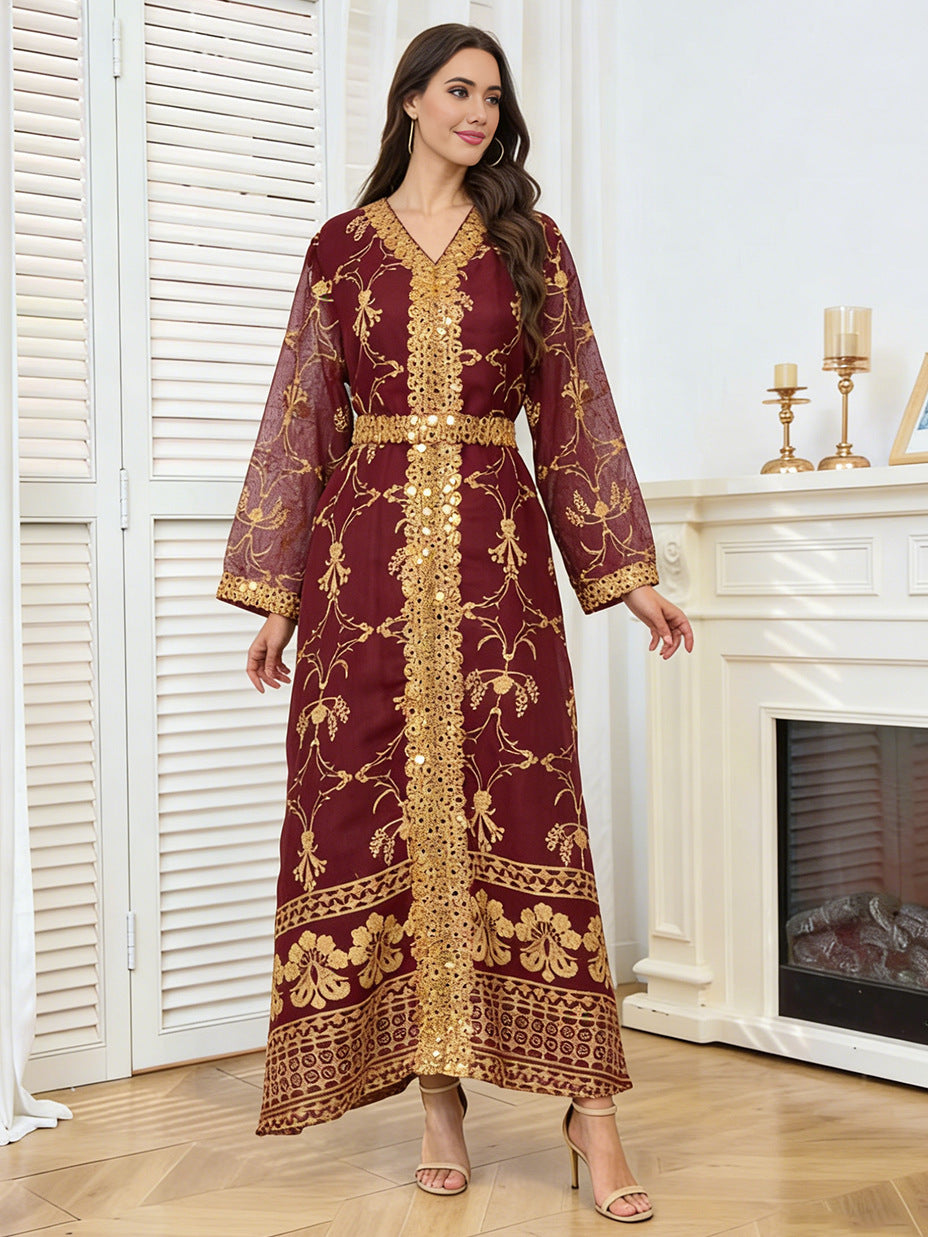 Mesh embroidered long skirt