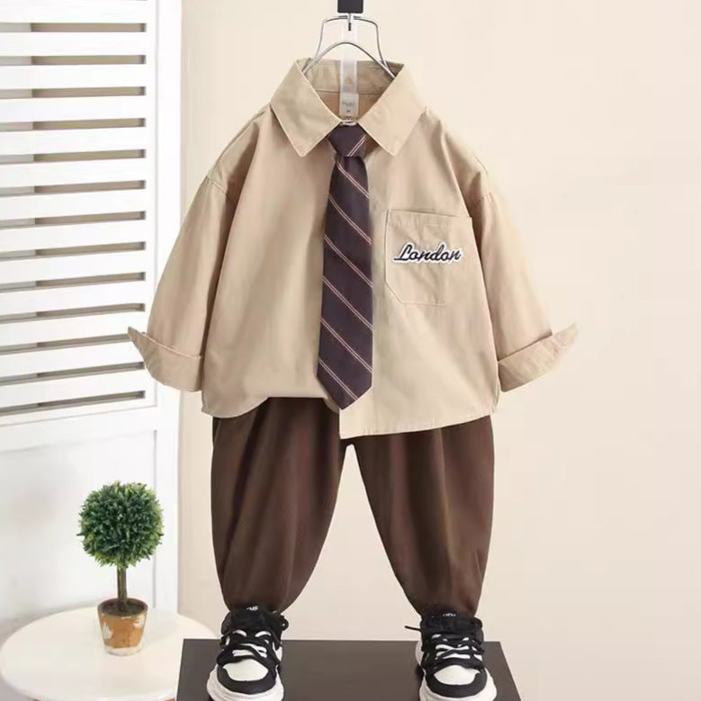 Boys Spring Autumn Fashion Three-Piece Suit Set with Vest, Tie and Shirt - product image 3