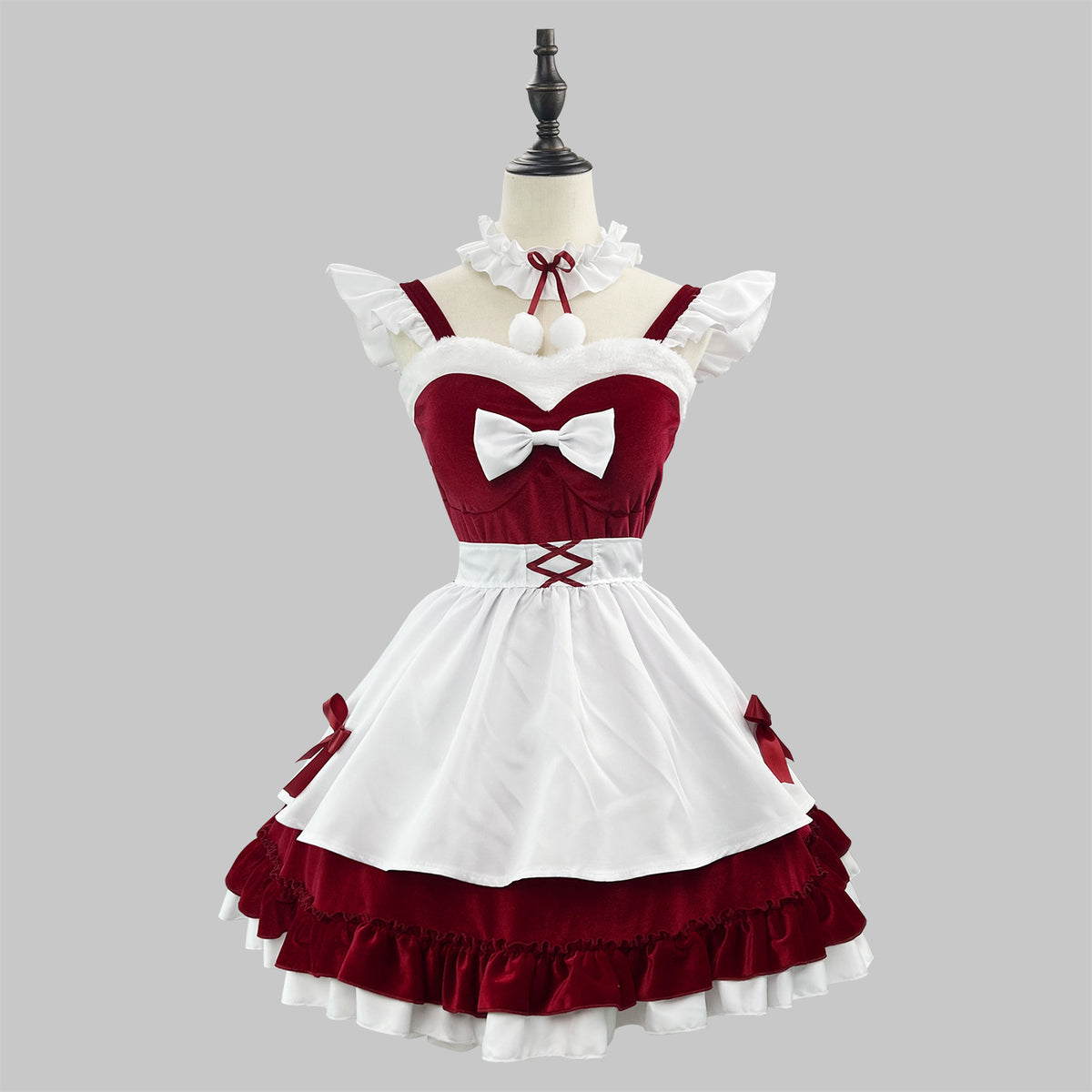 Wine Red Velvet Christmas Cosplay Costume Set
