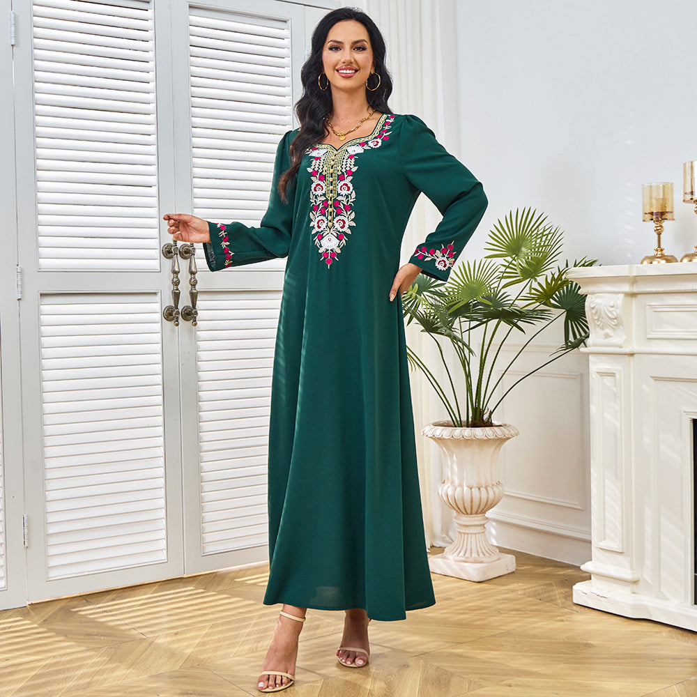 Embroidered long sleeved dress