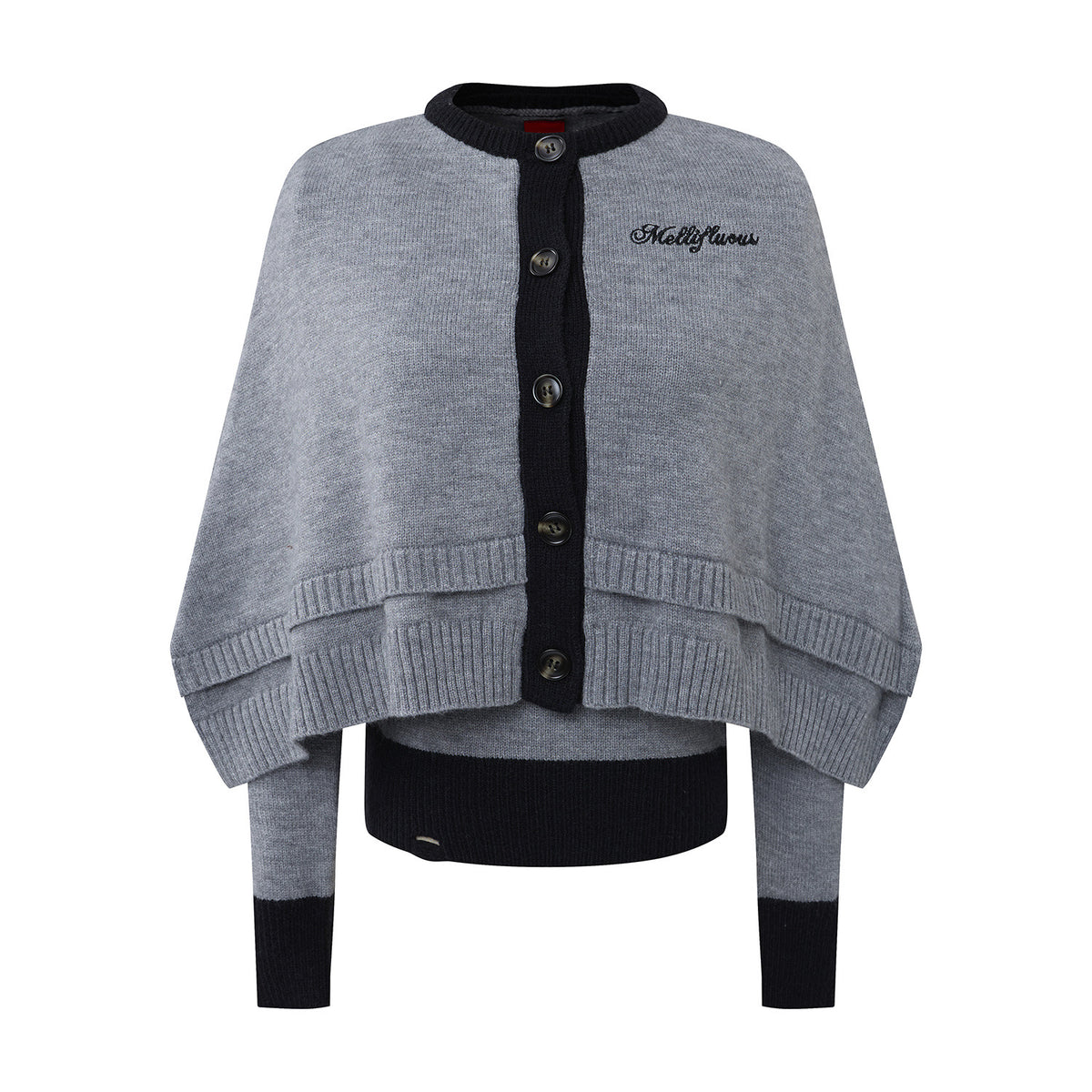 Women's Maillard Color-Block Knit Two-Piece Set Slim Fit Layering Top with Shawl Cardigan