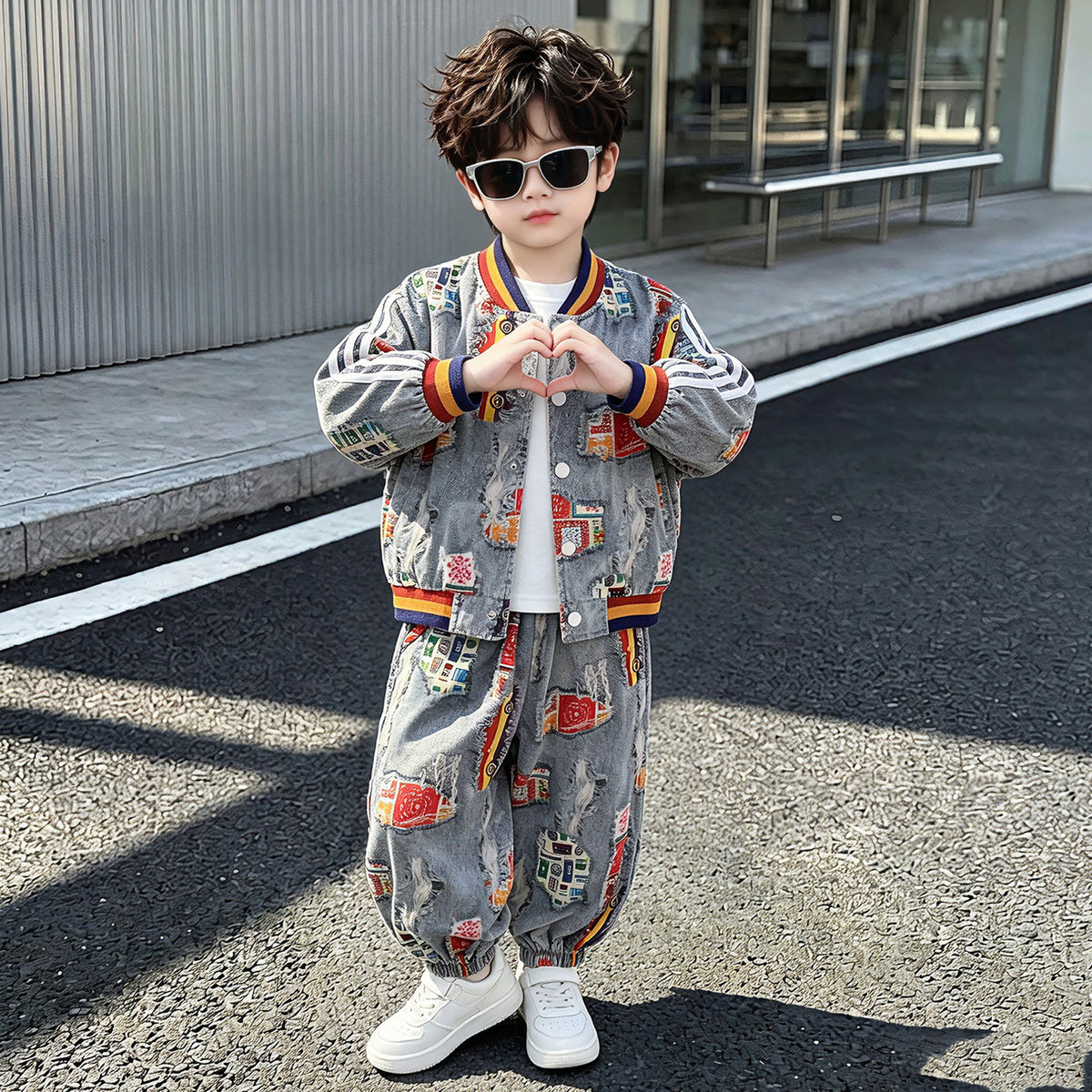 Boys Spring Autumn Jacket Casual Pants Sports Two-Piece Set
