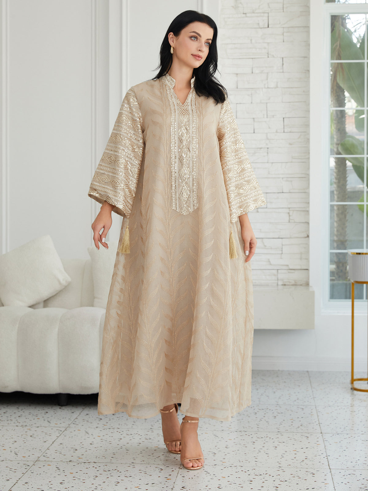 Bead embroidered dress