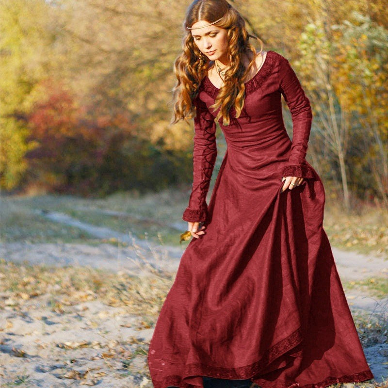 Medieval Vintage Dress Women Long Sleeve Performance Dress