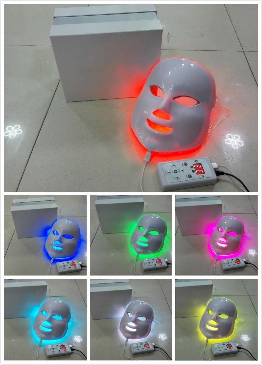 7 Colors Light Photon LED Electric Facial Mask Therapy beauty salon Anti-Aging Wrinkle Removal Skin PDT Skin Rejuvenation Device - 2bazar4