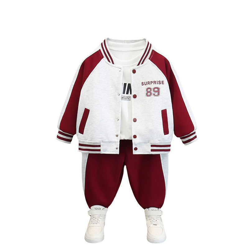 Boys Baseball Jacket Two Piece Set Long Sleeve Stand Collar Casual Outfit - product image 5
