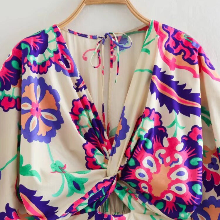 Style Printed Chiffon Dress for Women, Casual Classic Fashion Dress