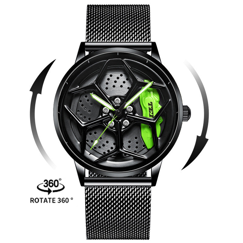 New Top Brand Luxury Mens Watches Stainless Steel Car Wheel Hub Quartz Watch For Men Military Sport Watch Relogio Masculino