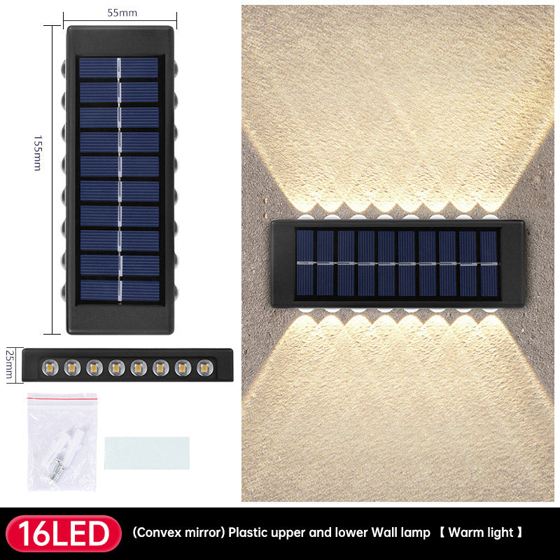 Solar Dual Head Wall Lamp, Outdoor Courtyard Lamp, Waterproof, Outdoor Upper and Lower Emitting Wall Courtyard Lamp eprolo