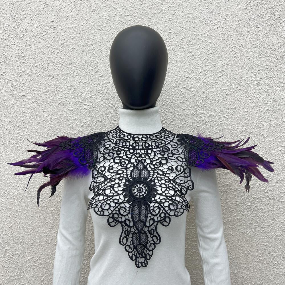 Gothic style lace embroidered feather shawl Christmas scarf Halloween Gothic style lace embroidered feather shawl Christmas scarf Halloween stage runway clothing accessoriesMaterial FeatherProduct volume 40cm * 40cm * 2cm