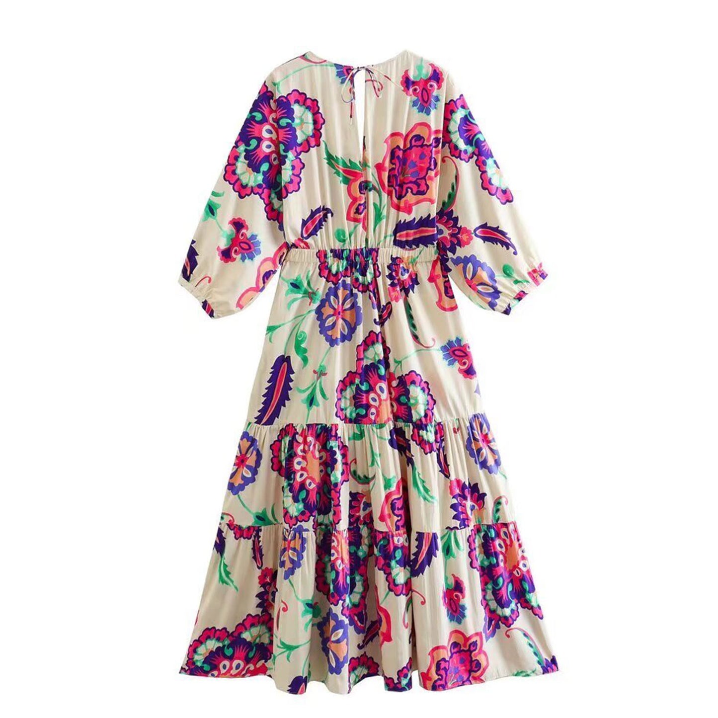 Style Printed Chiffon Dress for Women, Casual Classic Fashion Dress