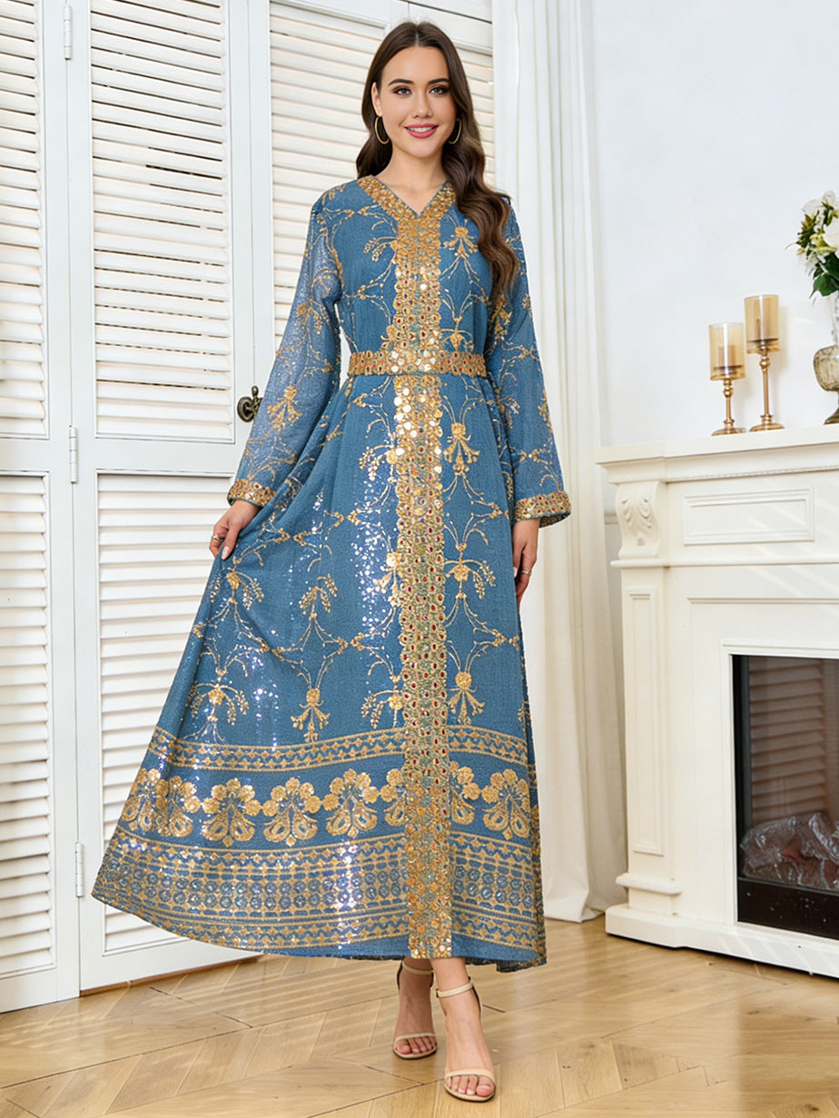 Mesh embroidered long skirt
