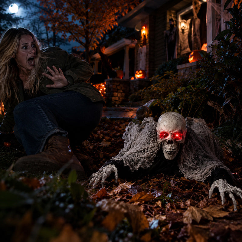 Voice-Activated Halloween Ghost – Moving Hands & Red Eyes