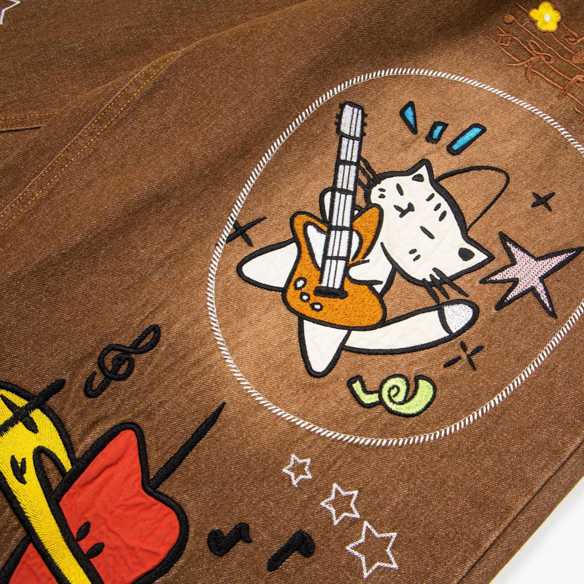 Kitten Embroidered Jeans