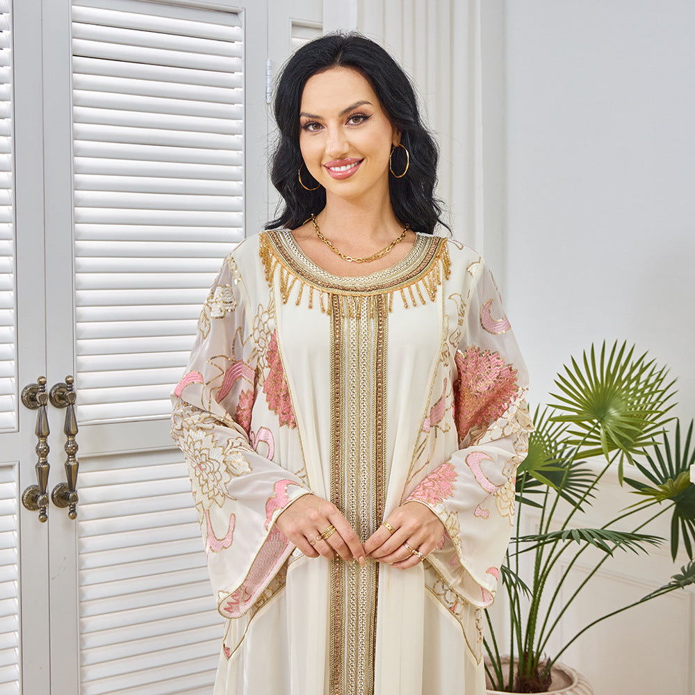 Embroidered long sleeved dress