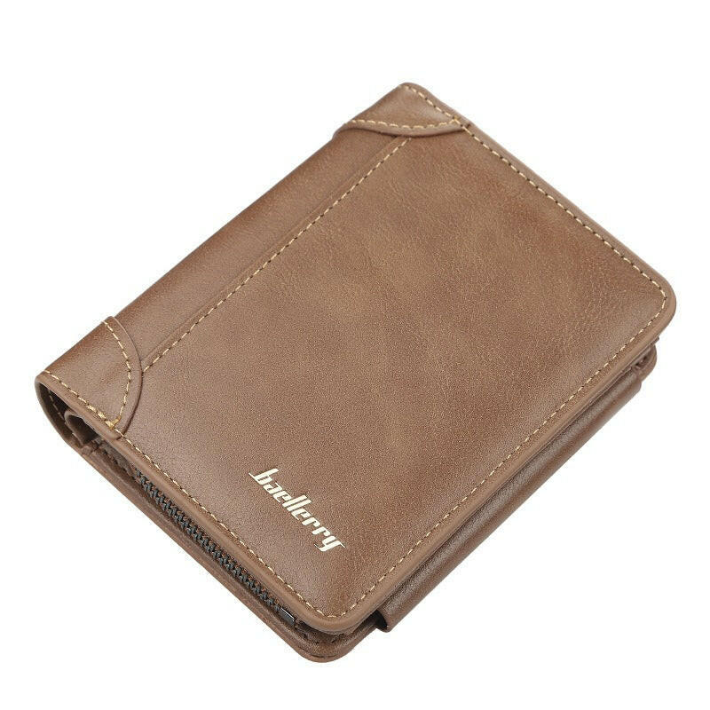 Wallet Men's Short Multi Card Position Three Fold Zipper Zero Wallet FWallet Fashion Thin Card Bag MenApplicable Gender:MaleMaterial: PU LeatherWallet fold: 3 foldOpening Method: Zipper BuckleInternal Structure of the bag: large billfold, photo position, change posit