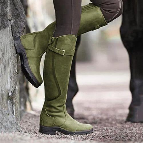 New large size boots Europe and America flat round head women's leather boots - 2bazar4